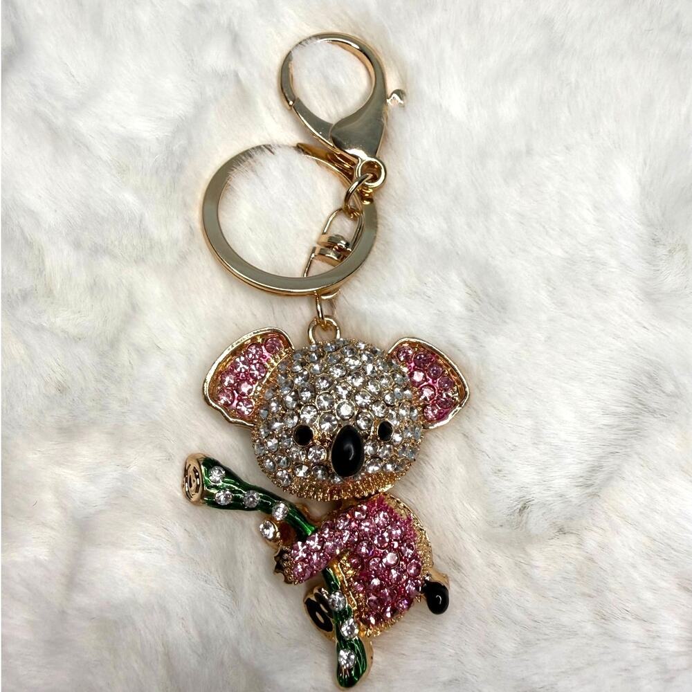 Koala Bear Bling Pink Rhinestone Keychain Fashion Charm Bag Charm